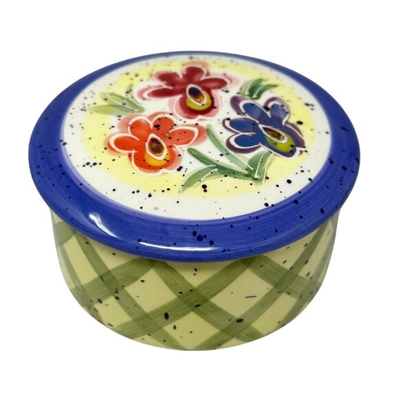 Julie Ueland Enesco Ceramic Trinket Boxes Floral Butterfly Set Vintage 1999 - Picture 4 of 16